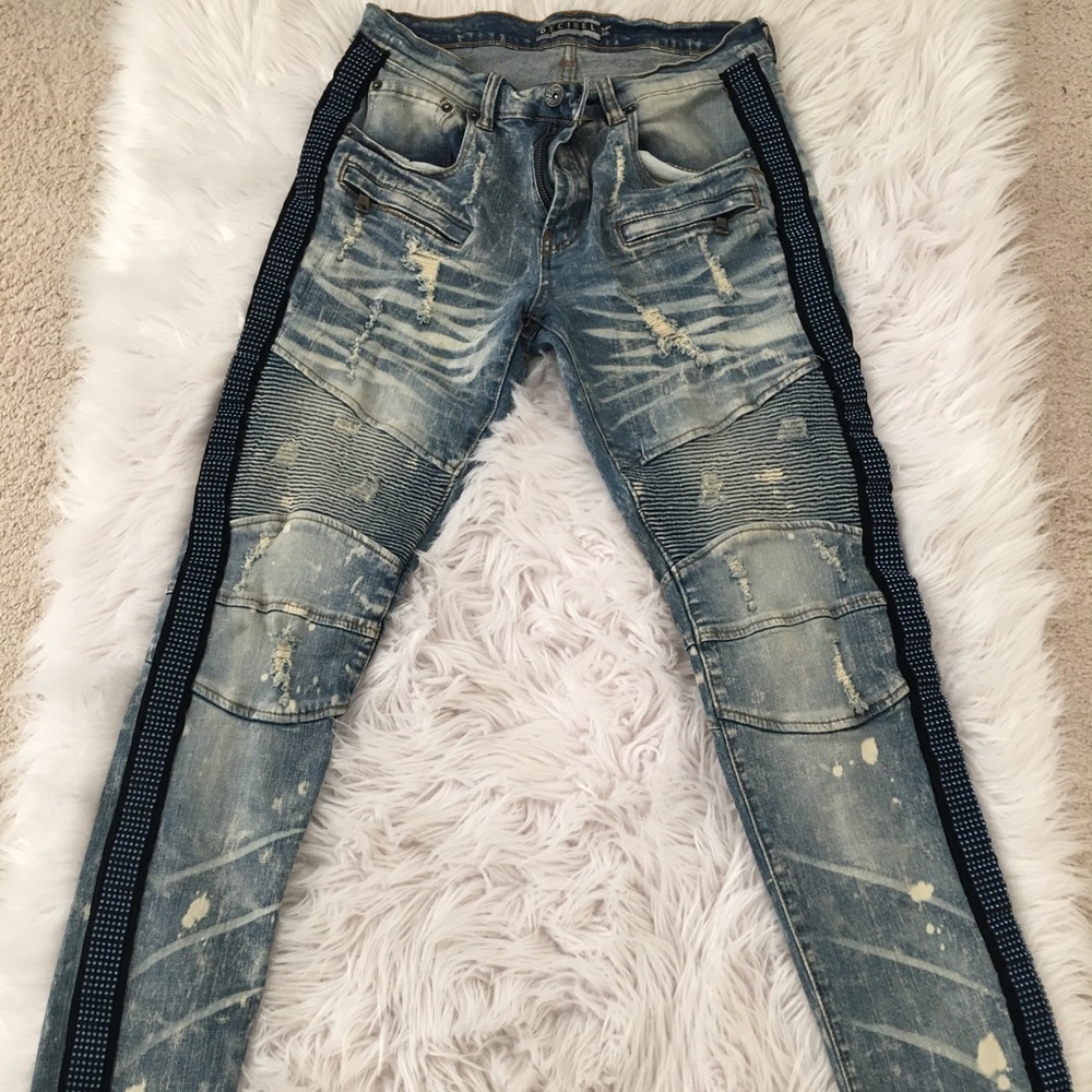DECIBEL Rhinestone 'Racer Blue' Skinny Jean